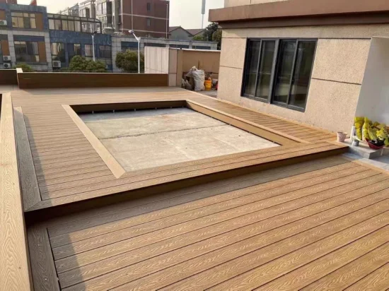 Plastique Bois Extérieur Extérieur WPC Deck Flooring Bois PE Plastic Composite Decking Marine WPC Solid Composite Decking